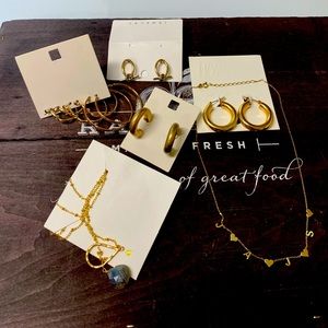 Yellow Gold Plated Hoops Earrings and Necklaces.